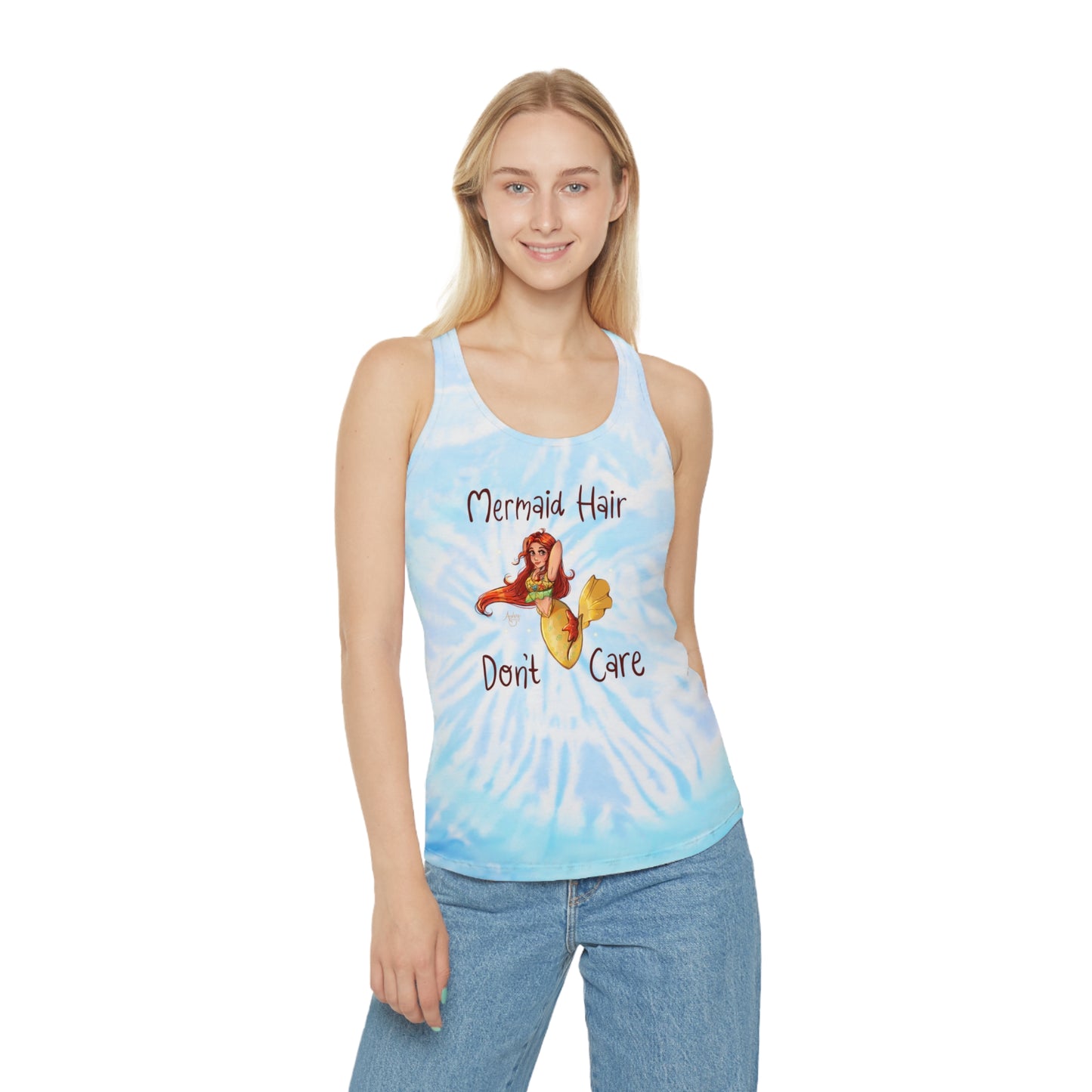 Mermaid Hair Don't Care Tie Dye Racerback Tank Top