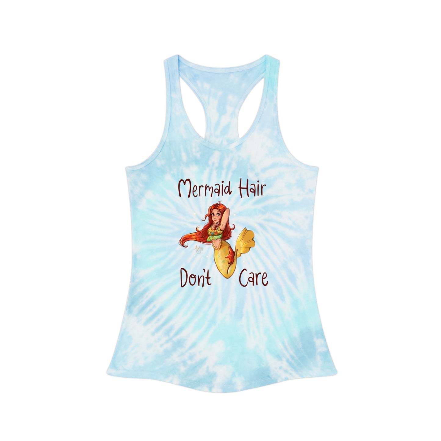 Mermaid Hair Don't Care Tie Dye Racerback Tank Top
