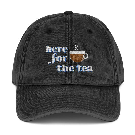 Here For The TEA  Vintage Embroidered Hat