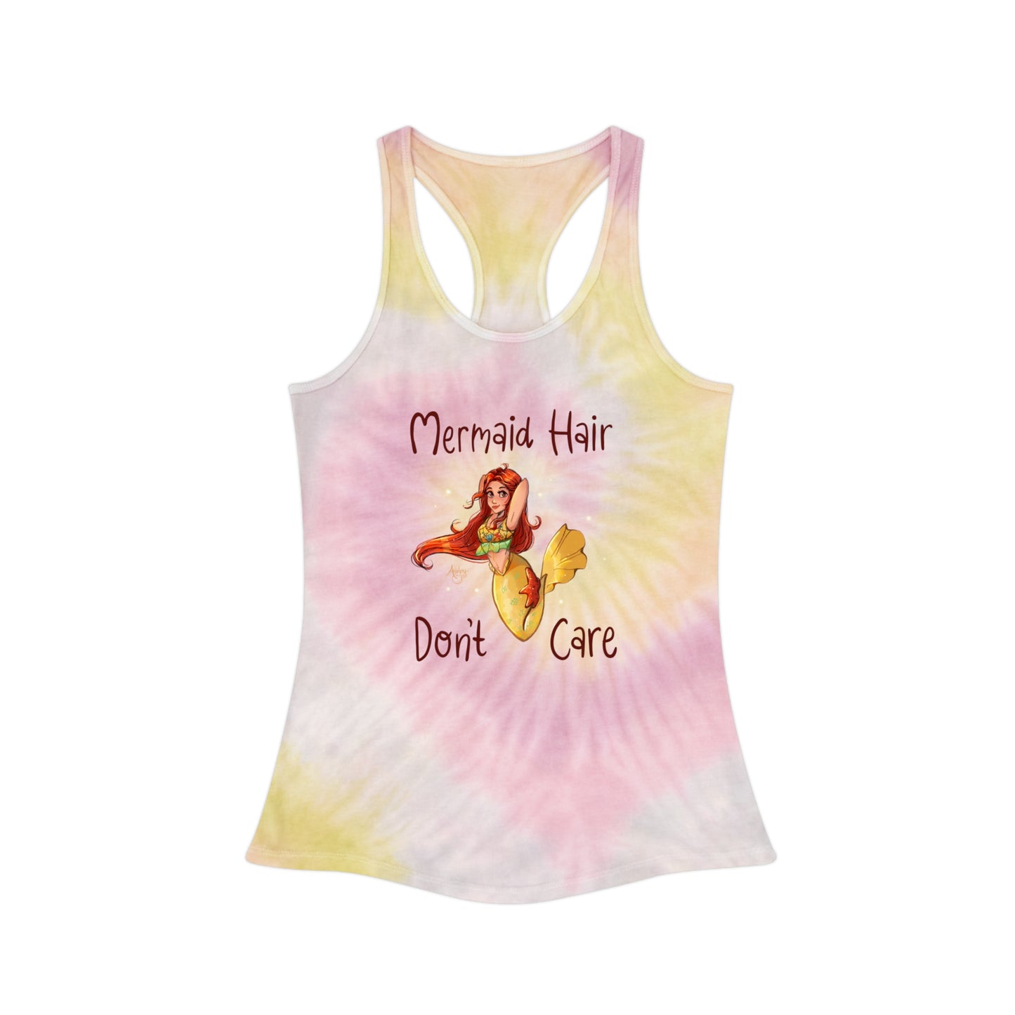 Mermaid Hair Don't Care Tie Dye Racerback Tank Top