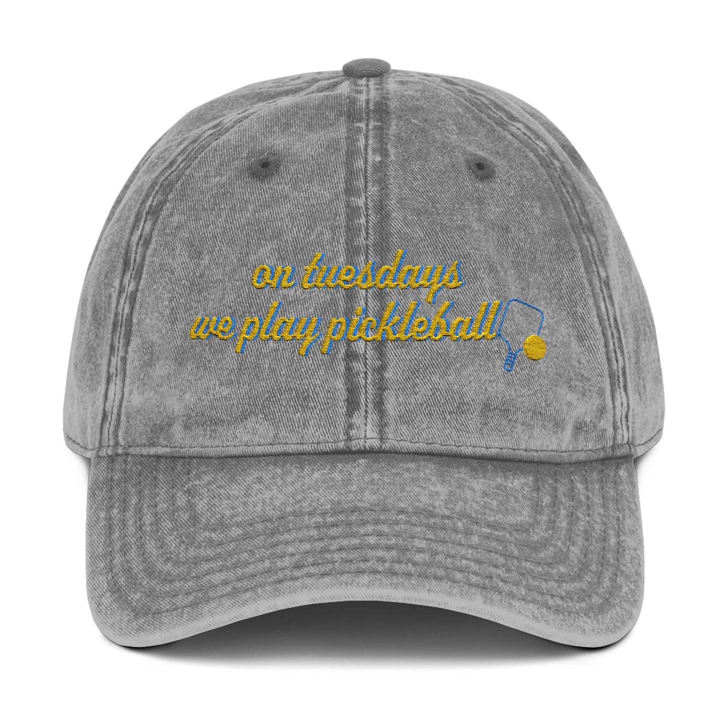 On Tuesdays We Play Pickleball Vintage Embroidered Hat