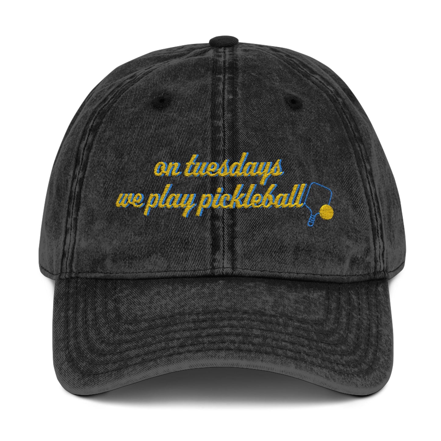 On Tuesdays We Play Pickleball Vintage Embroidered Hat