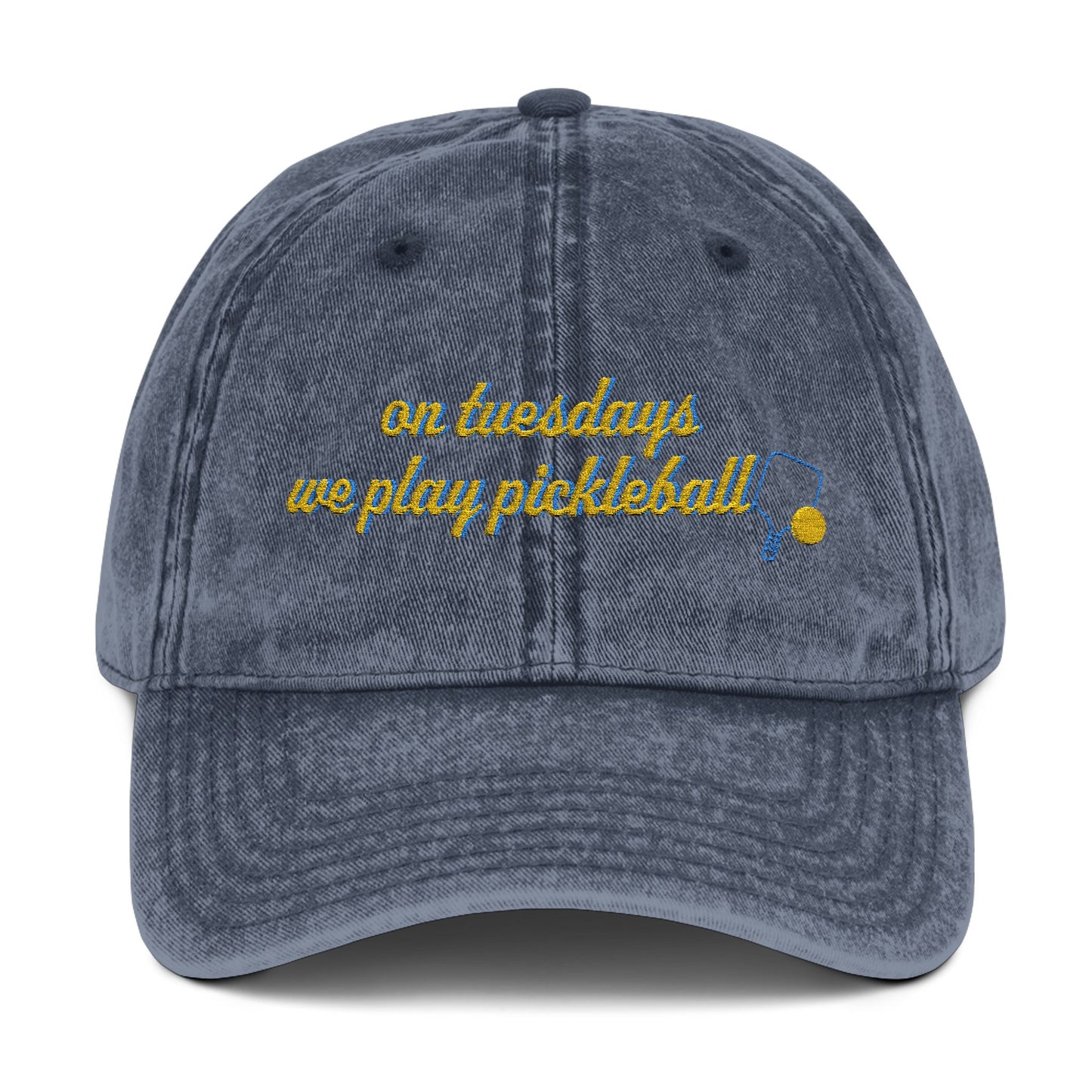 On Tuesdays We Play Pickleball Vintage Embroidered Hat