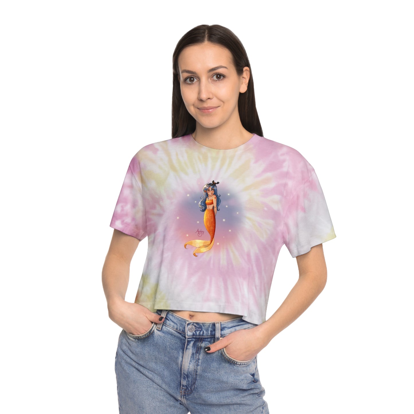 Lazuli the Hopeless Romantic Mermaid Tie-Dye Crop Tee