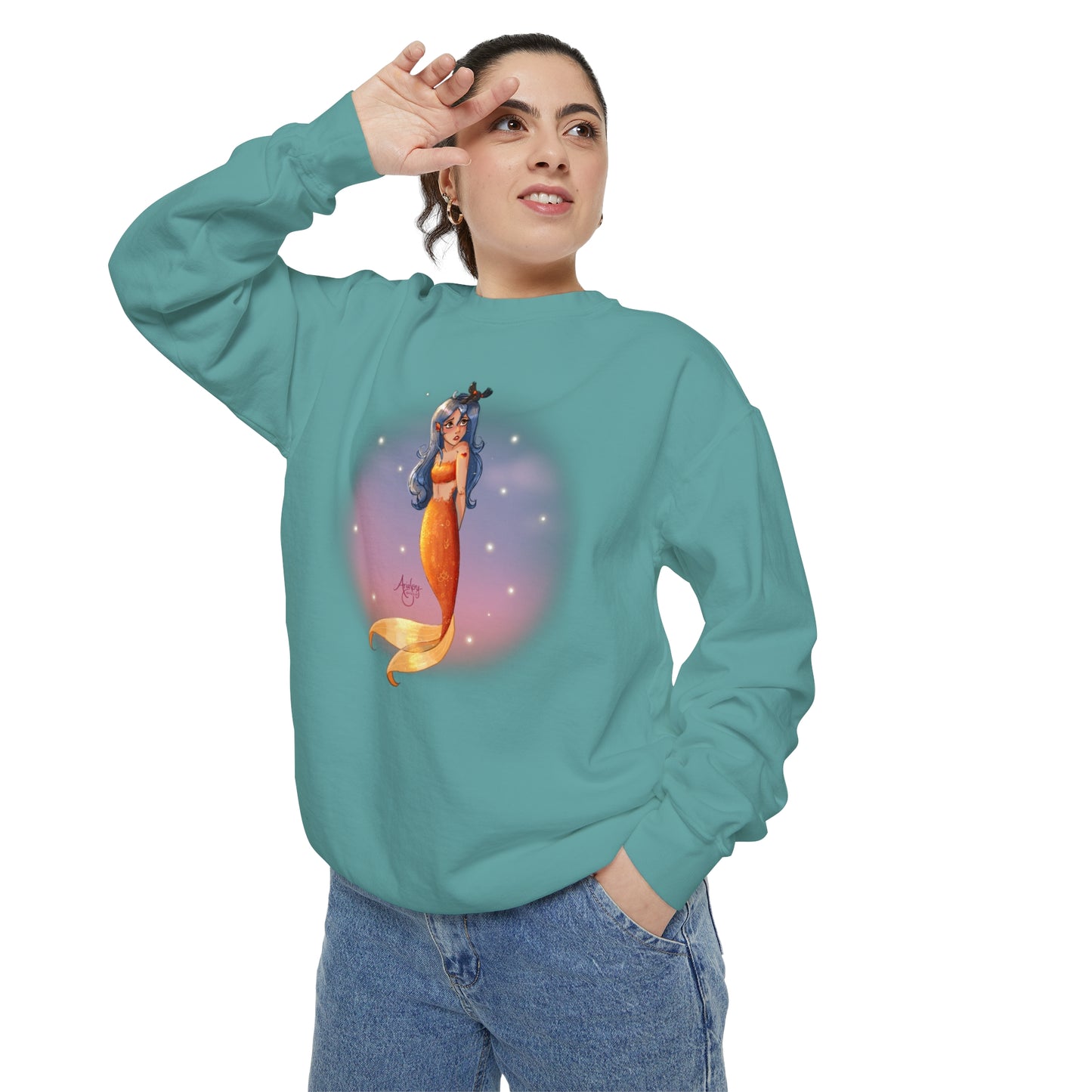 Lazuli the Hopeless Romantic Mermaid Crewneck Sweatshirt