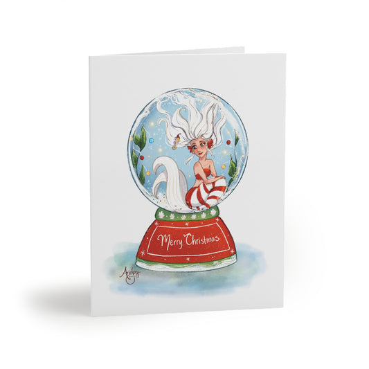 Mermaid Christmas Globe Greeting Card Set (8 pcs)