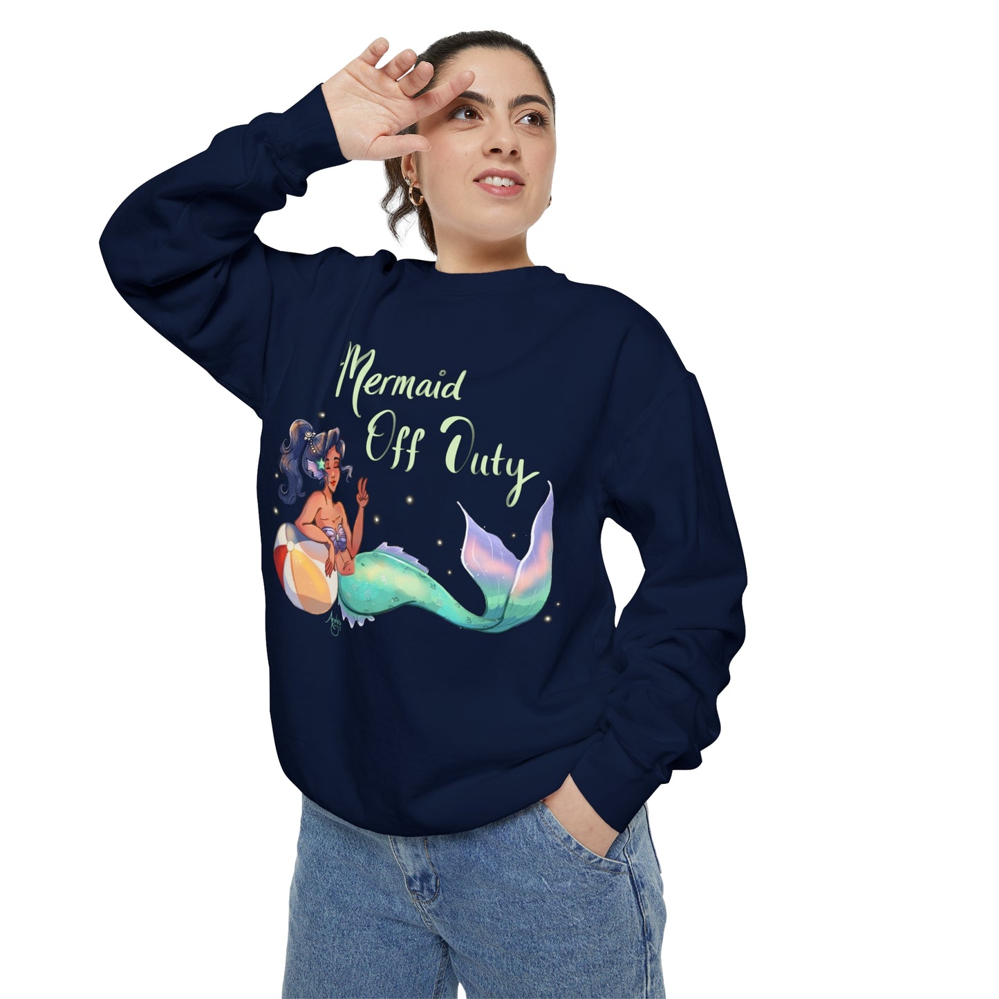 Seaside Snooze - Mermaid Off Duty Crewneck Sweatshirt