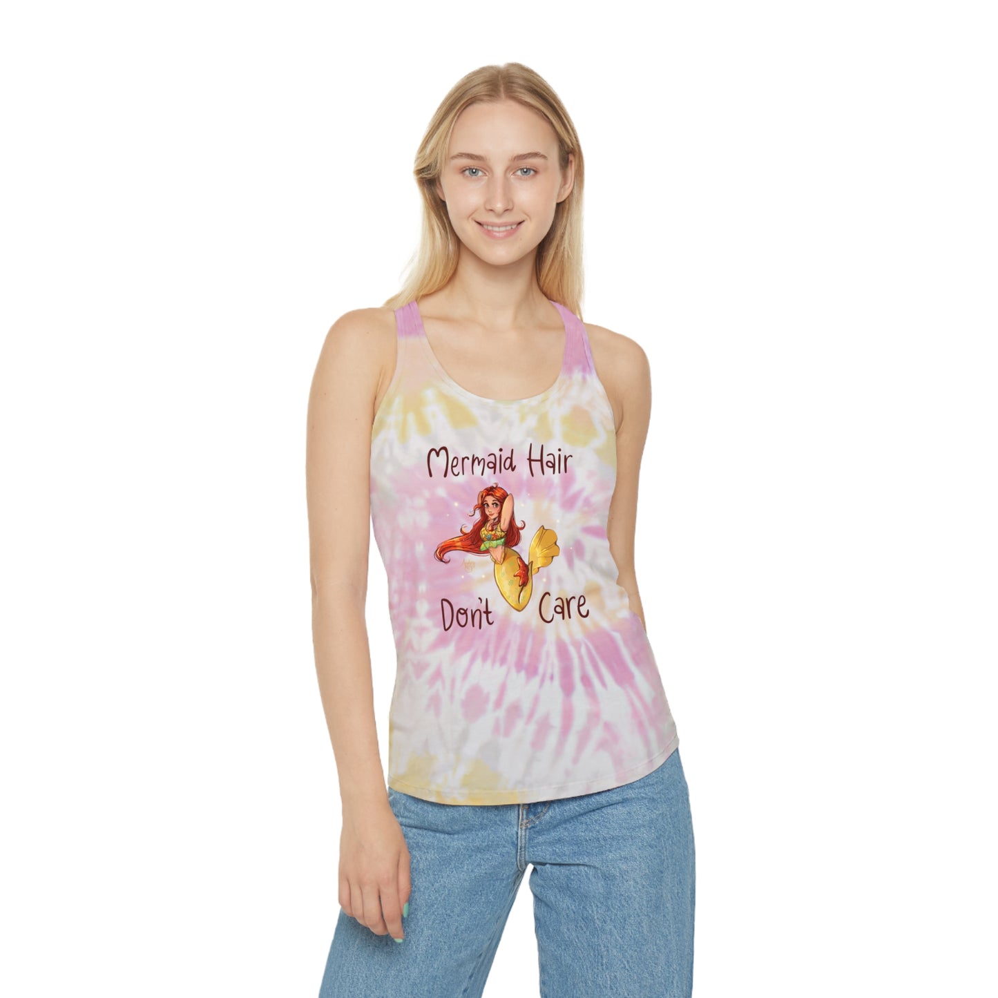 Mermaid Hair Don't Care Tie Dye Racerback Tank Top