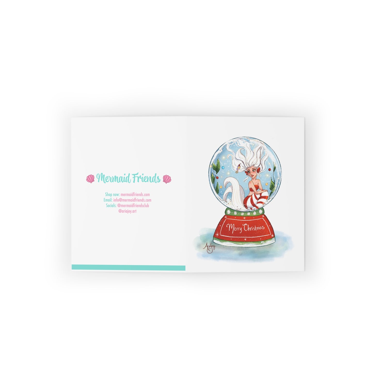 Mermaid Christmas Globe Greeting Card Set (8 pcs)