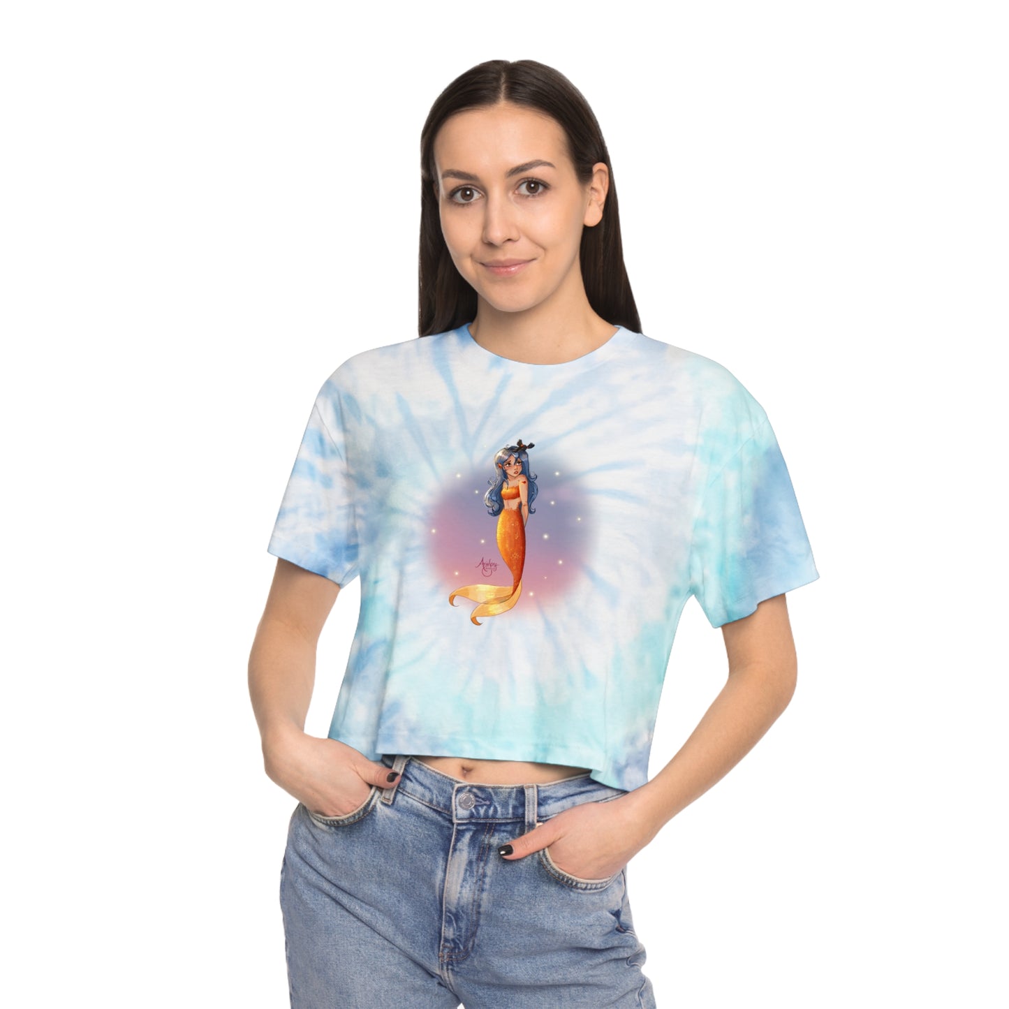 Lazuli the Hopeless Romantic Mermaid Tie-Dye Crop Tee