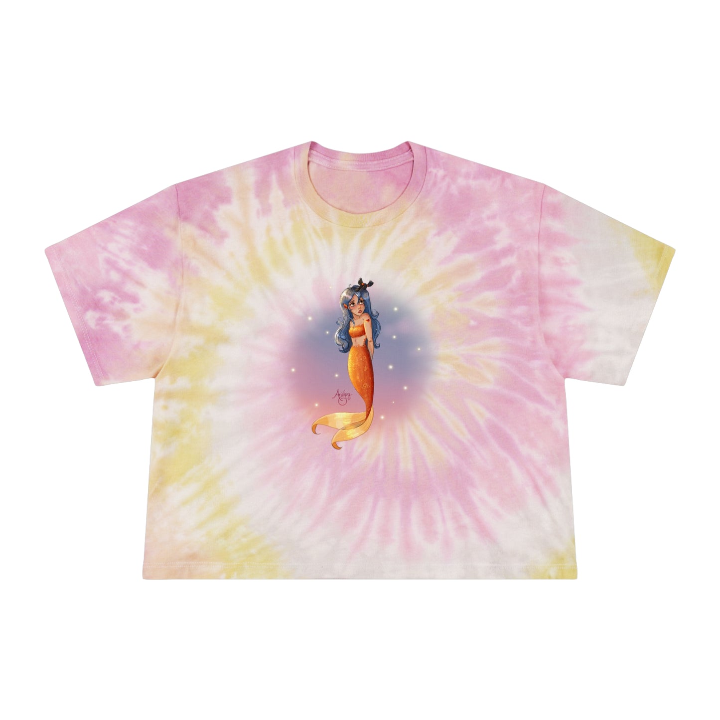 Lazuli the Hopeless Romantic Mermaid Tie-Dye Crop Tee