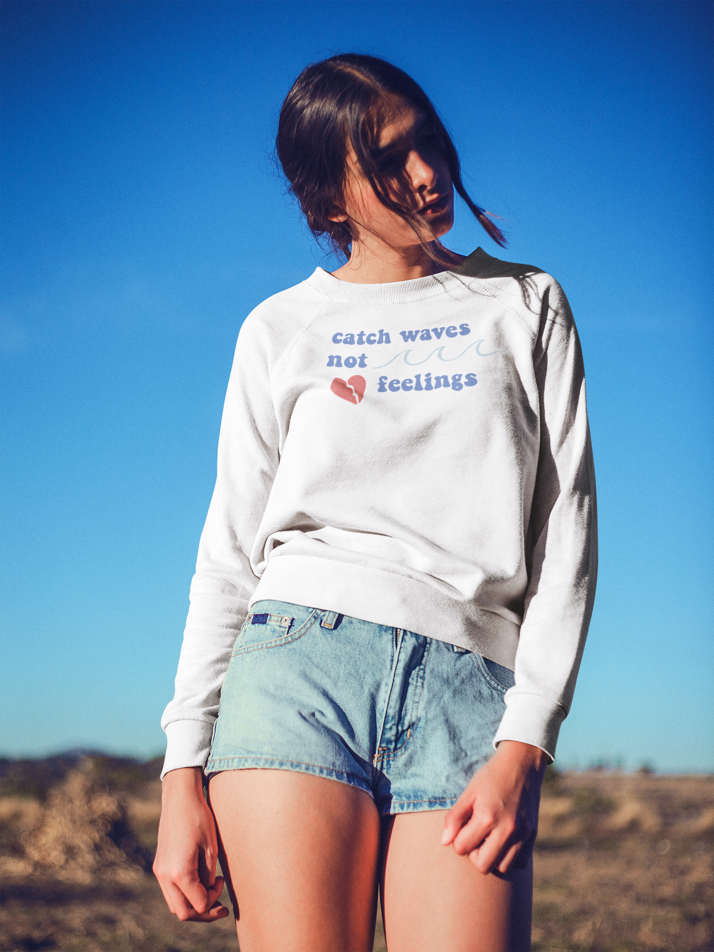 Catch Waves, Not Feelings Crewneck Sweatshirt