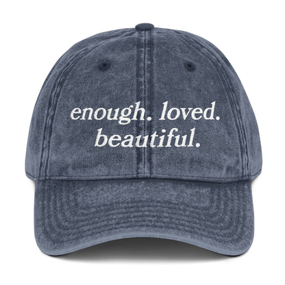 Enough. Loved. Beautiful. Vintage Embroidered Hat