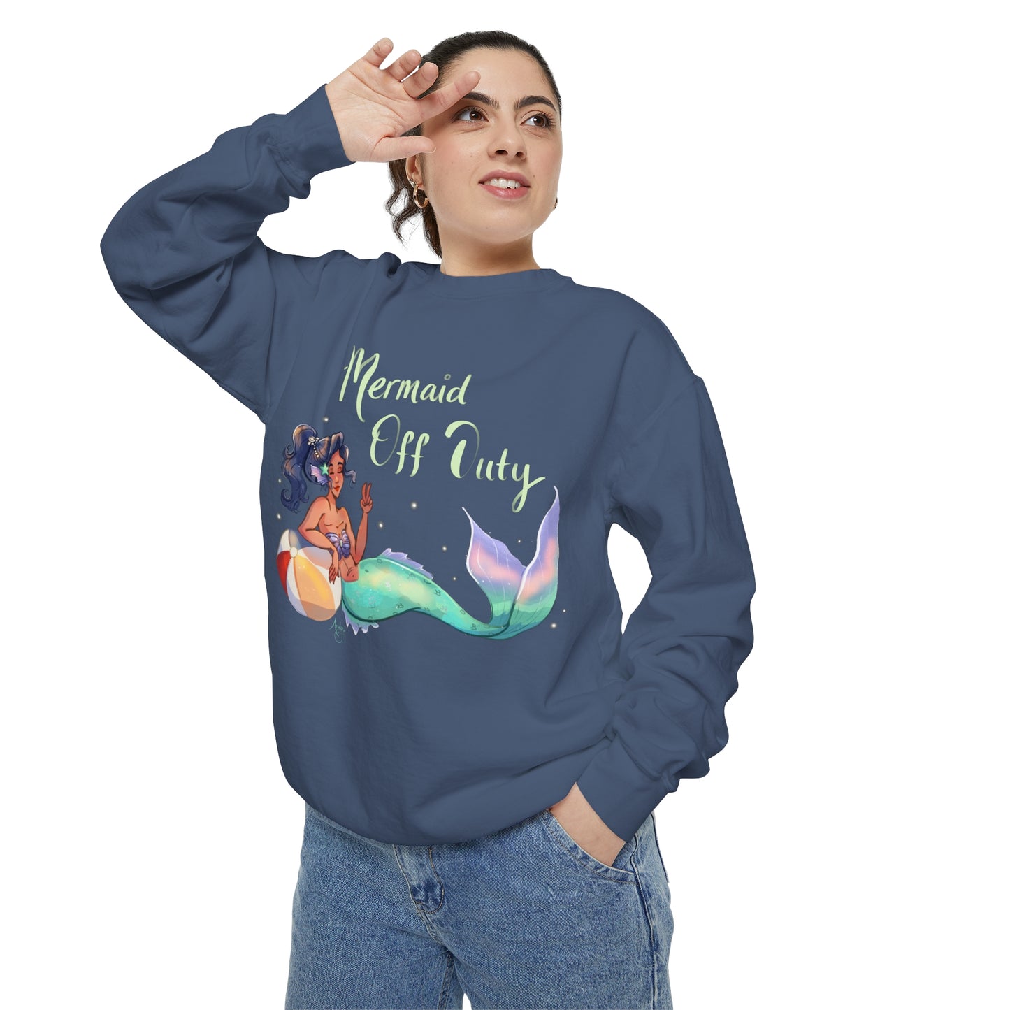 Seaside Snooze - Mermaid Off Duty Crewneck Sweatshirt