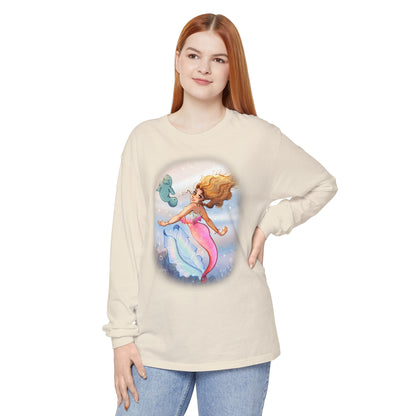Sea Companions - Mermaid and Manatee Long Sleeve T-Shirt