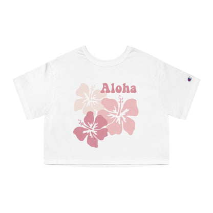 Aloha Pink Hibiscus Crop Tee