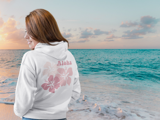 Aloha Pink Hibiscus Hooded Sweatshirt