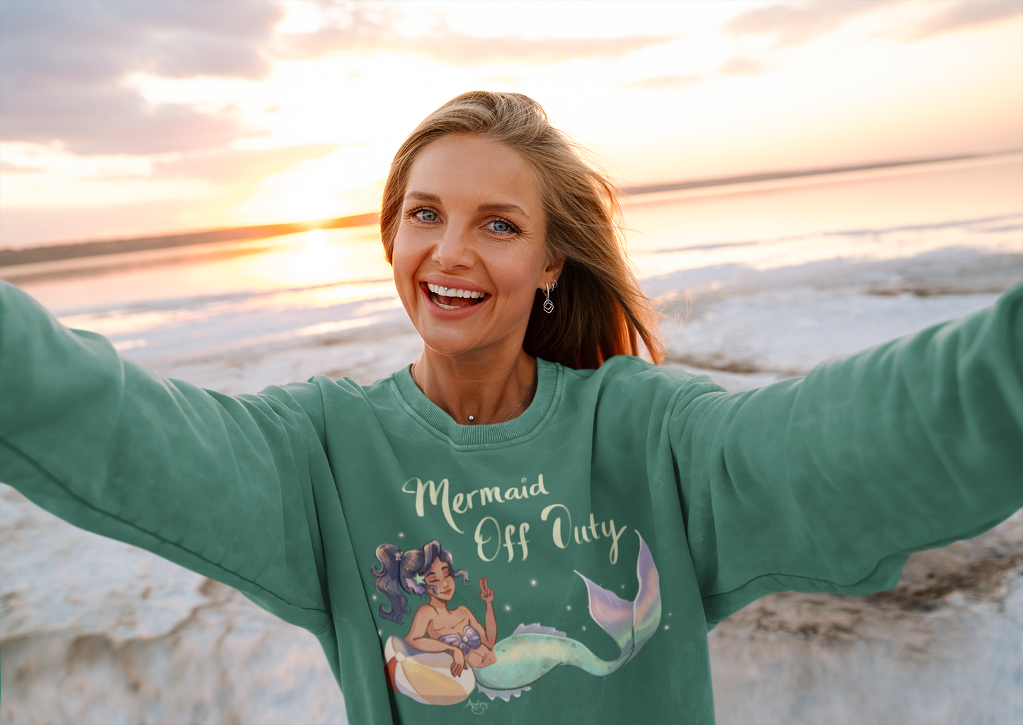 Seaside Snooze - Mermaid Off Duty Crewneck Sweatshirt
