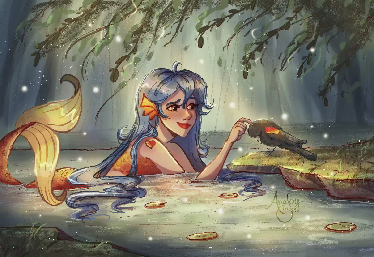 Load video: Aria Joy Art: Drawing Timelapse of Lazuli the Mermaid